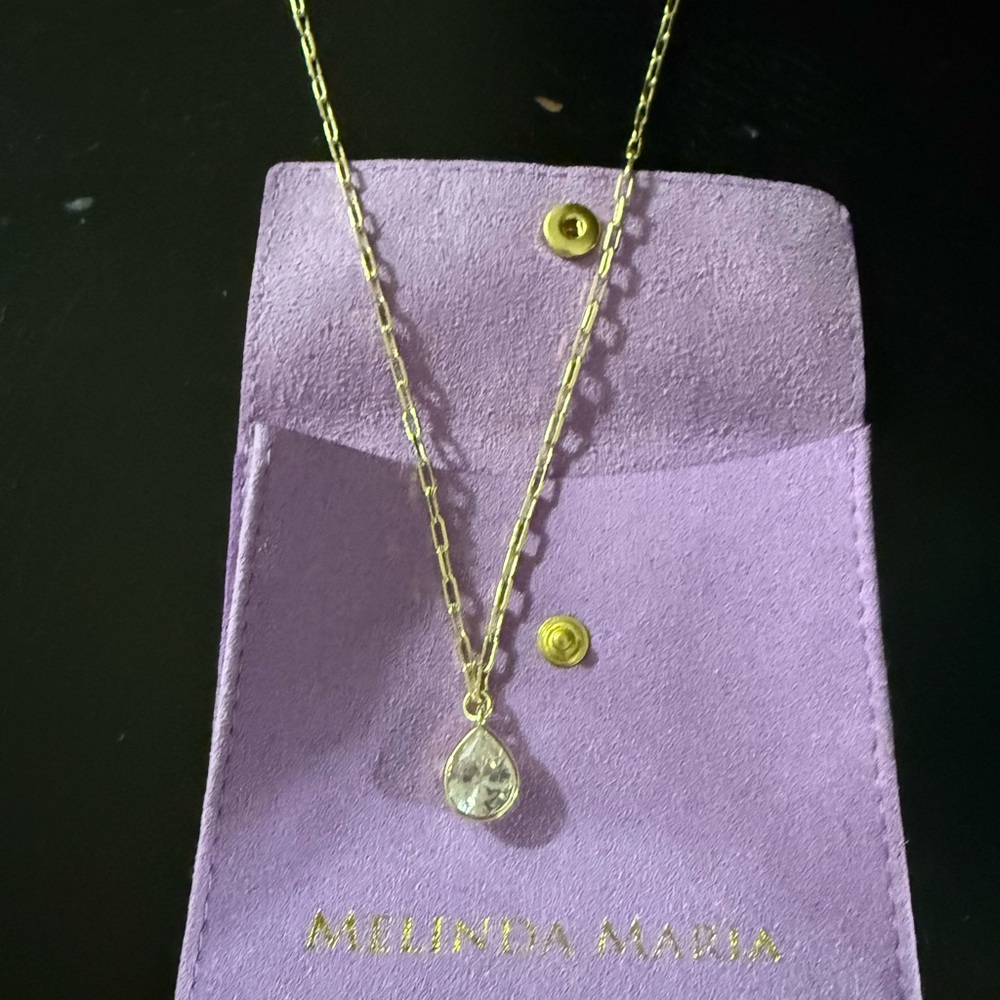 Melinda Maria Gold Necklace with Teardrop Pendant